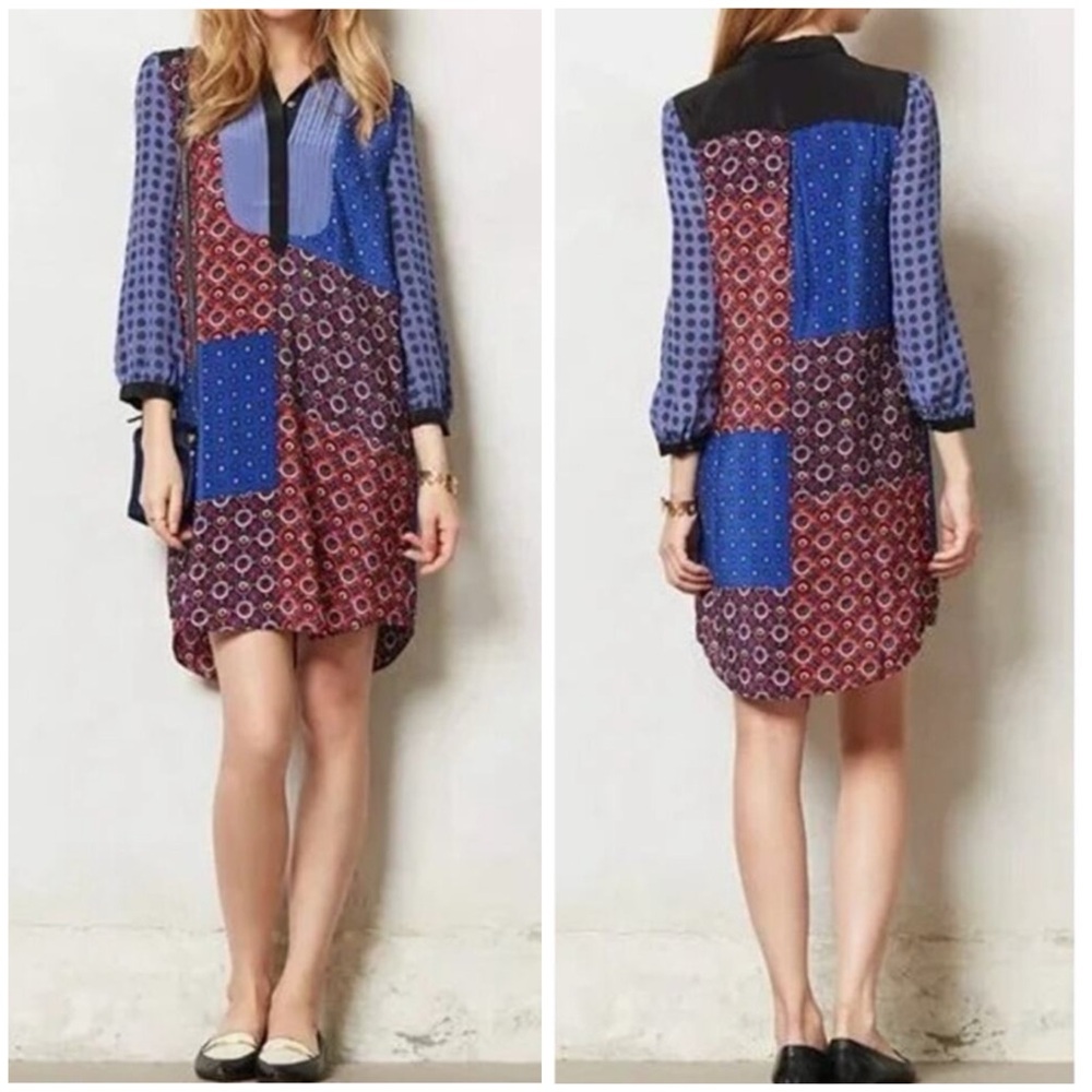 Moulinette Soeurs Foulard Silk Multipatterned Shirtdress